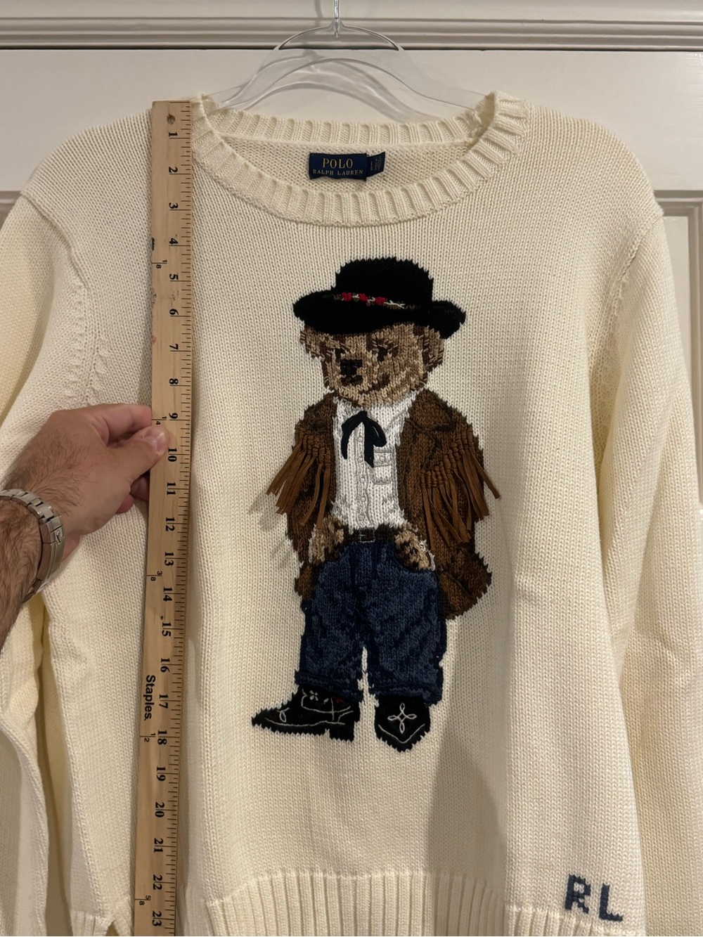 Polo by Ralph Lauren Cream Bear-Intarsia Crewneck Sweater - Picture 7 of 9
